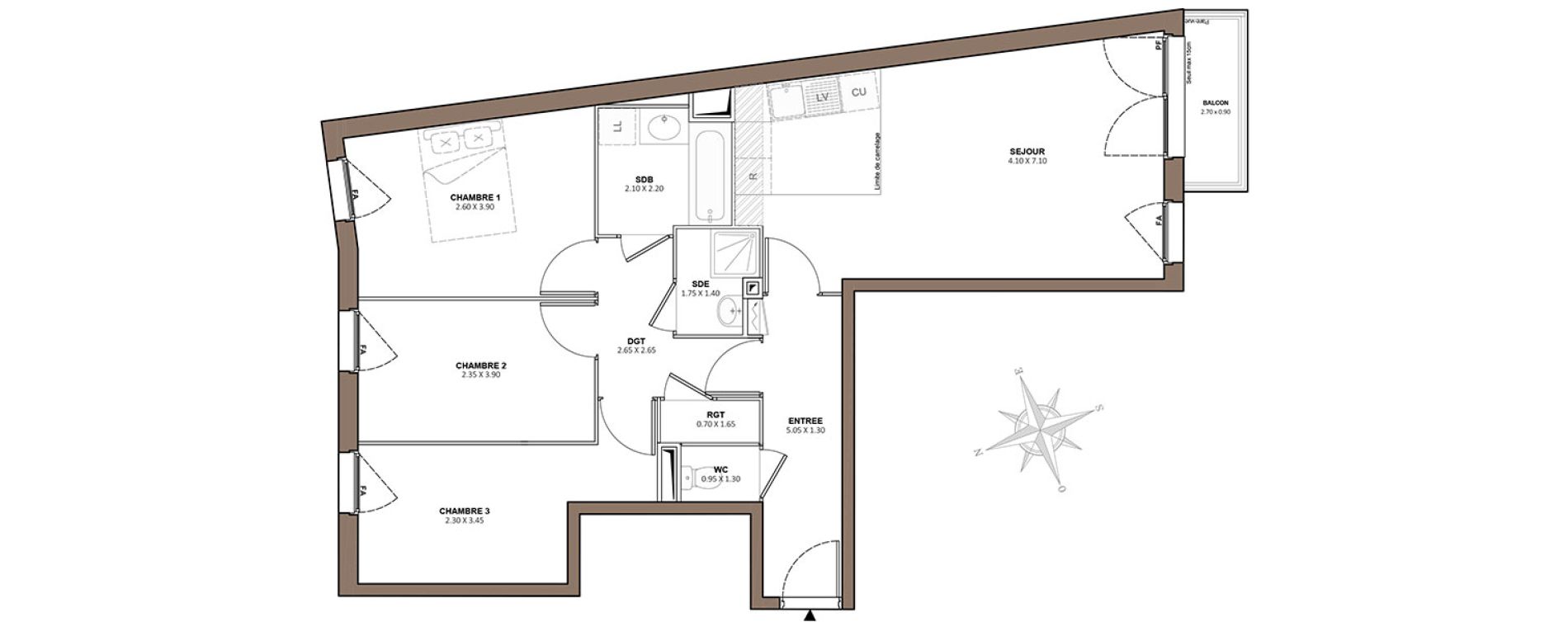 Appartement T4 de 76,46 m2 &agrave; Rosny-Sous-Bois Centre