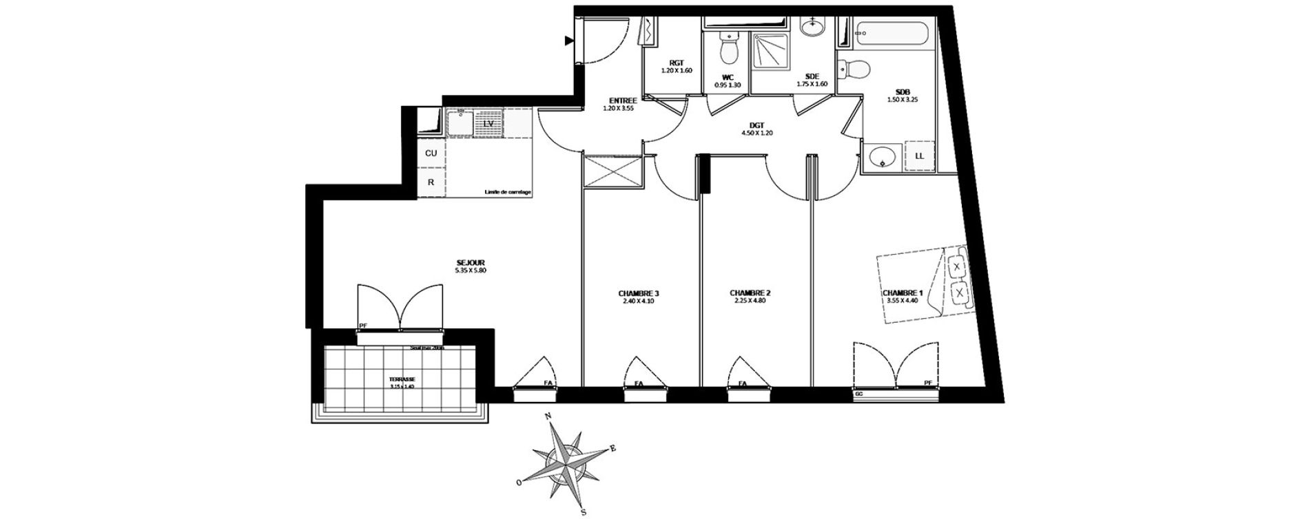 Appartement T4 de 79,64 m2 &agrave; Rosny-Sous-Bois Centre