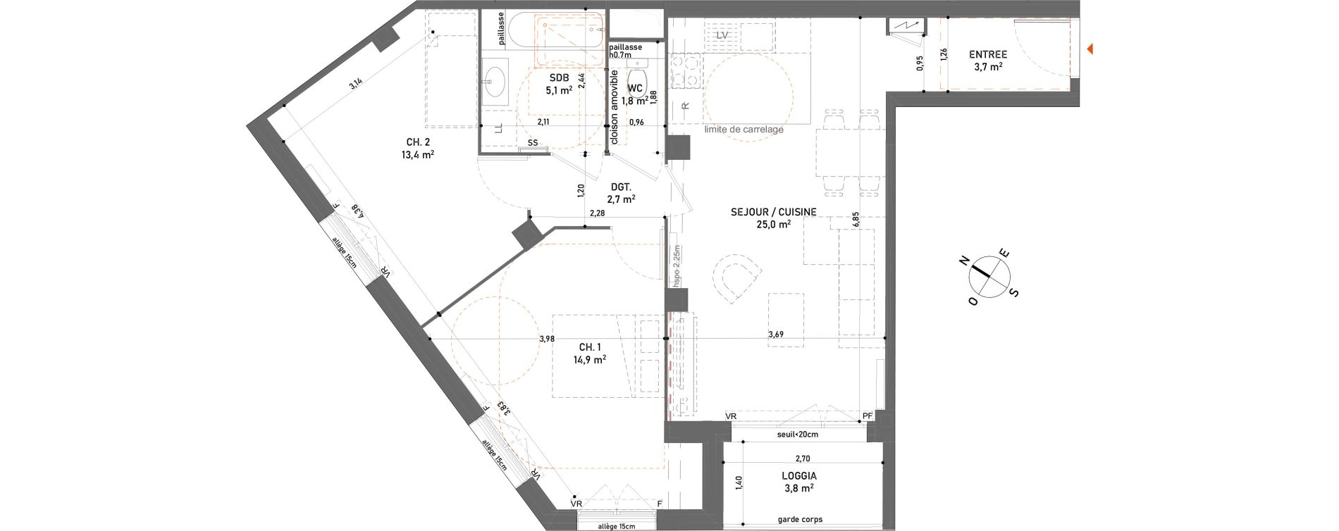 Appartement T3 de 66,90 m2 &agrave; Rosny-Sous-Bois Centre ville