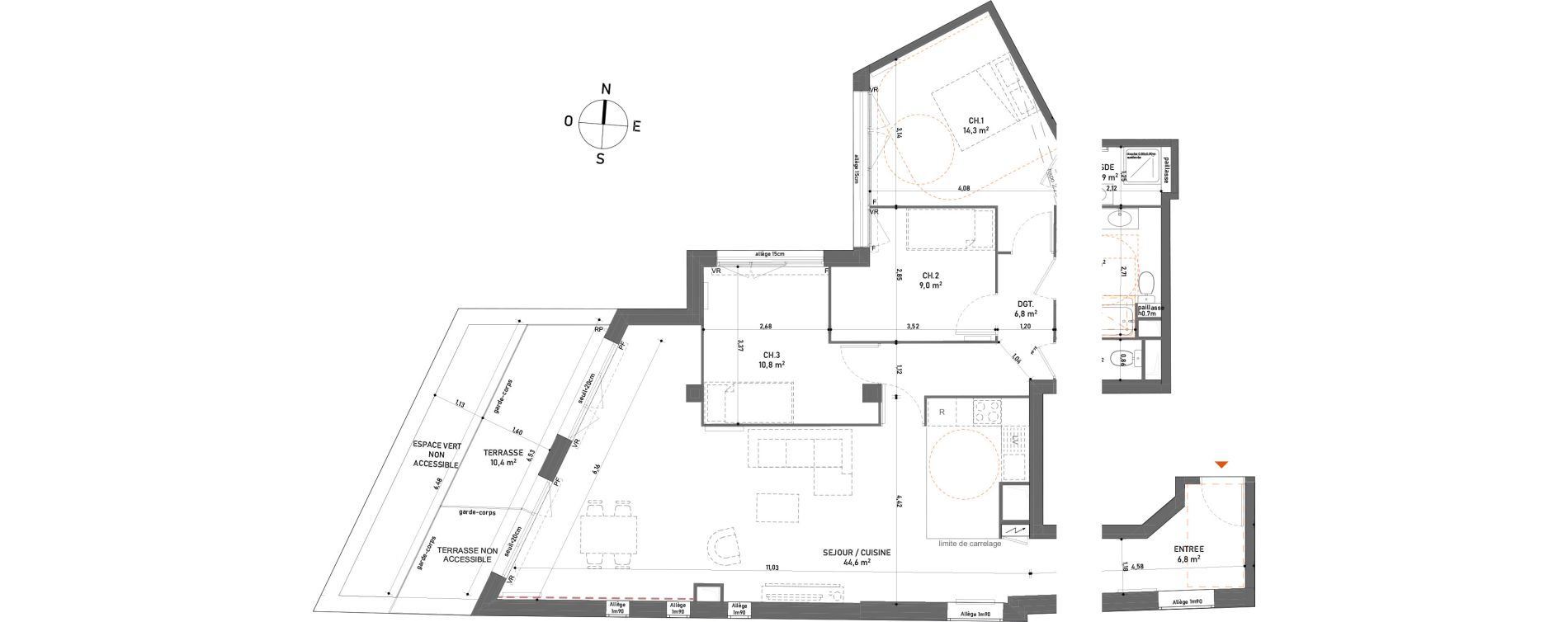 Appartement T4 de 102,70 m2 &agrave; Rosny-Sous-Bois Centre ville