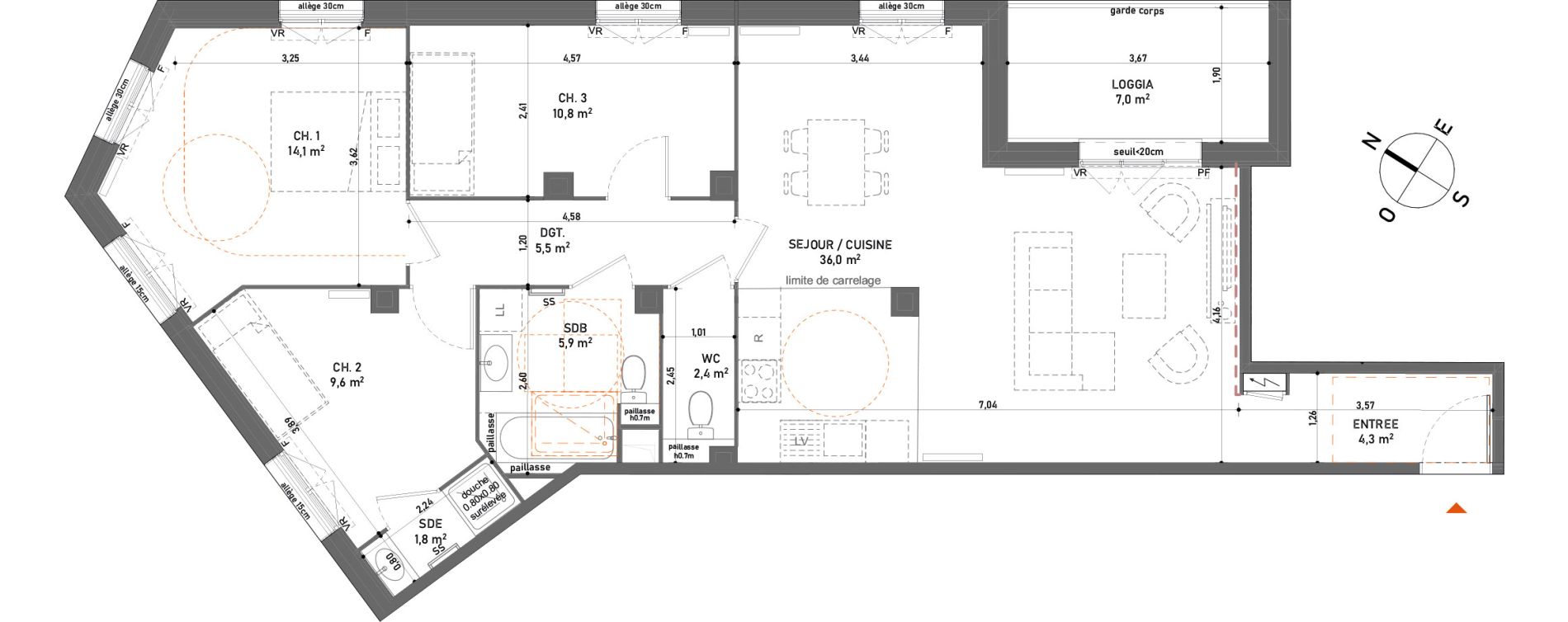 Appartement T4 de 90,40 m2 &agrave; Rosny-Sous-Bois Centre ville