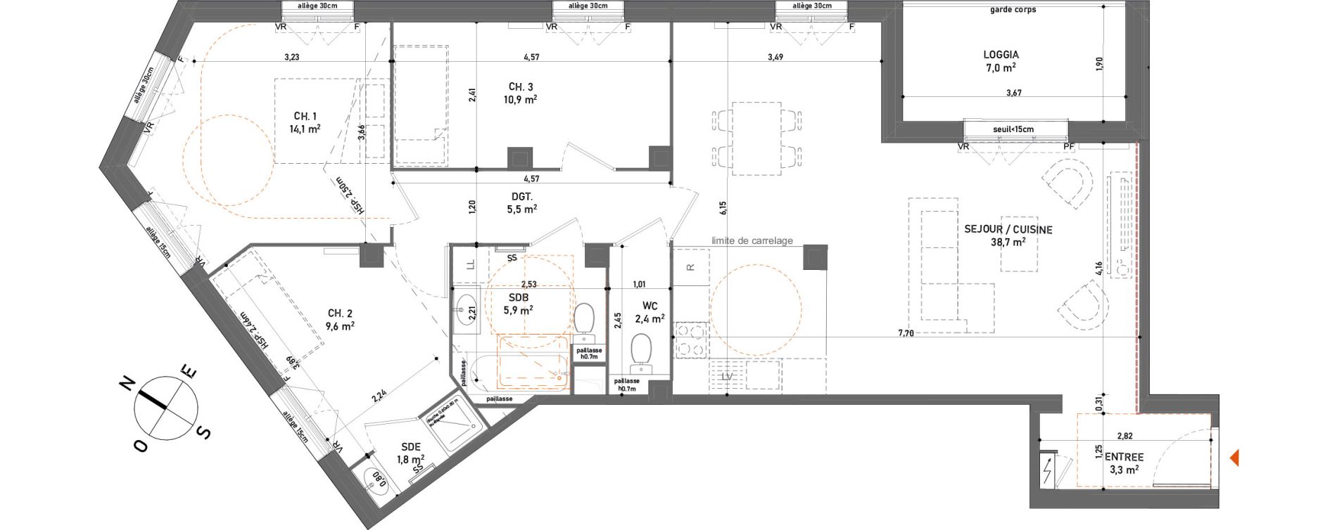 Appartement T4 de 92,40 m2 &agrave; Rosny-Sous-Bois Centre ville