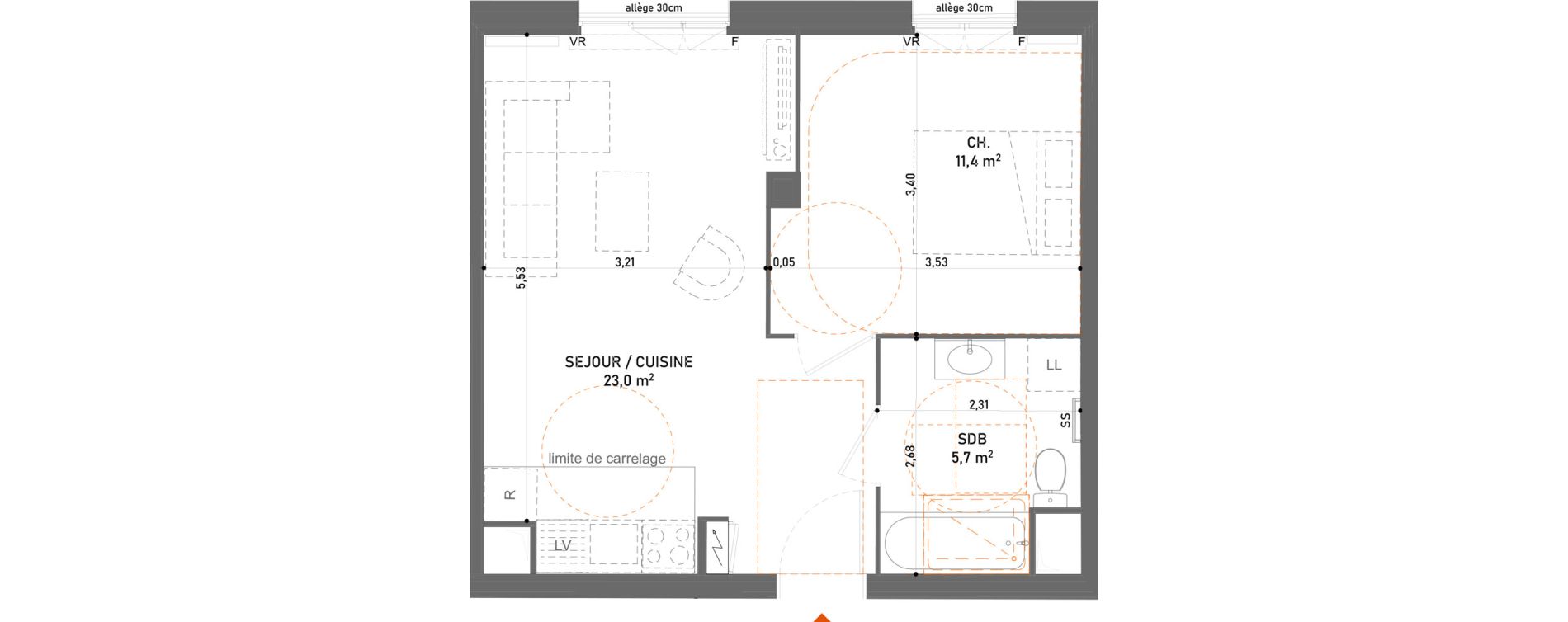 Appartement T2 de 40,10 m2 &agrave; Rosny-Sous-Bois Centre ville