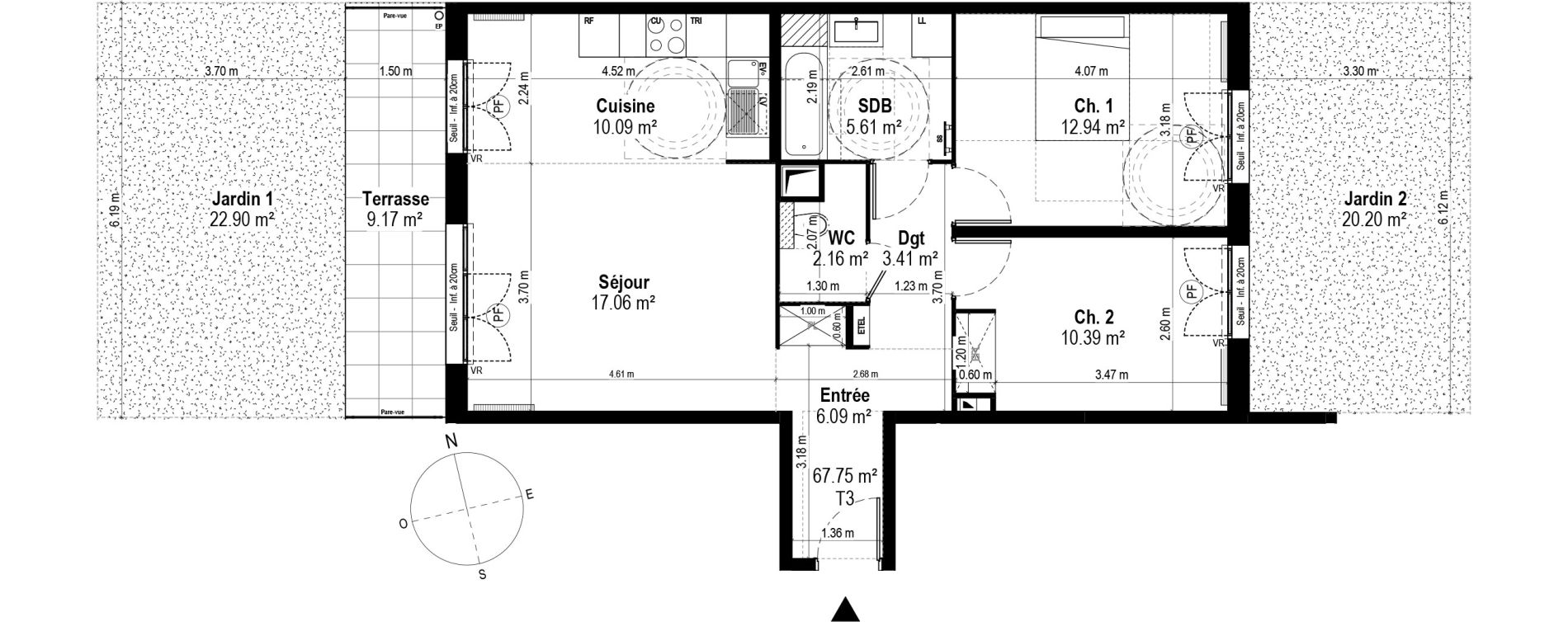 Appartement T3 de 65,75 m2 &agrave; Rosny-Sous-Bois Les coteaux beauclair