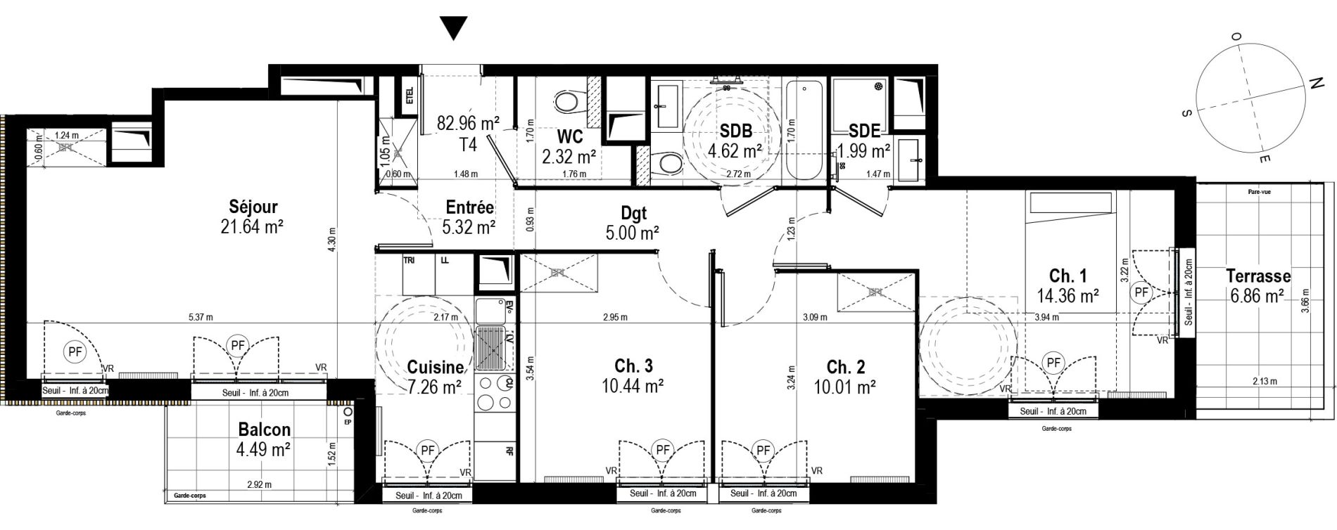 Appartement T4 de 82,96 m2 &agrave; Rosny-Sous-Bois Les coteaux beauclair