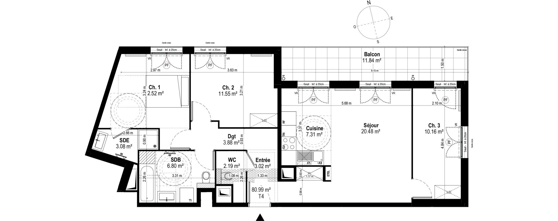 Appartement T4 de 80,99 m2 &agrave; Rosny-Sous-Bois Les coteaux beauclair