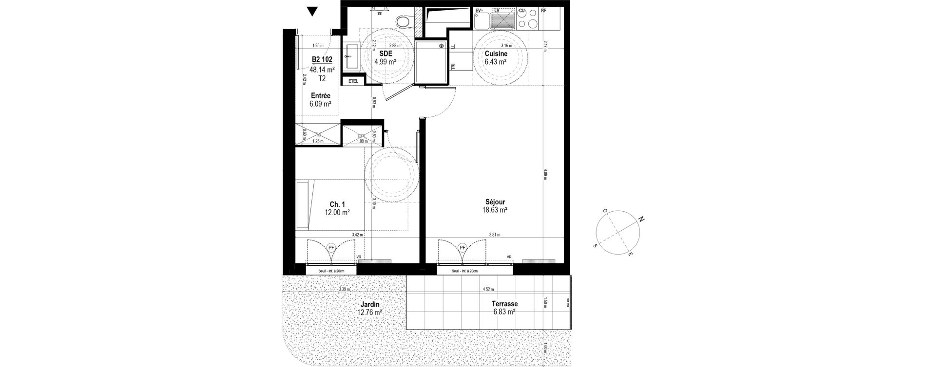 Appartement T2 de 48,14 m2 &agrave; Rosny-Sous-Bois Les coteaux beauclair
