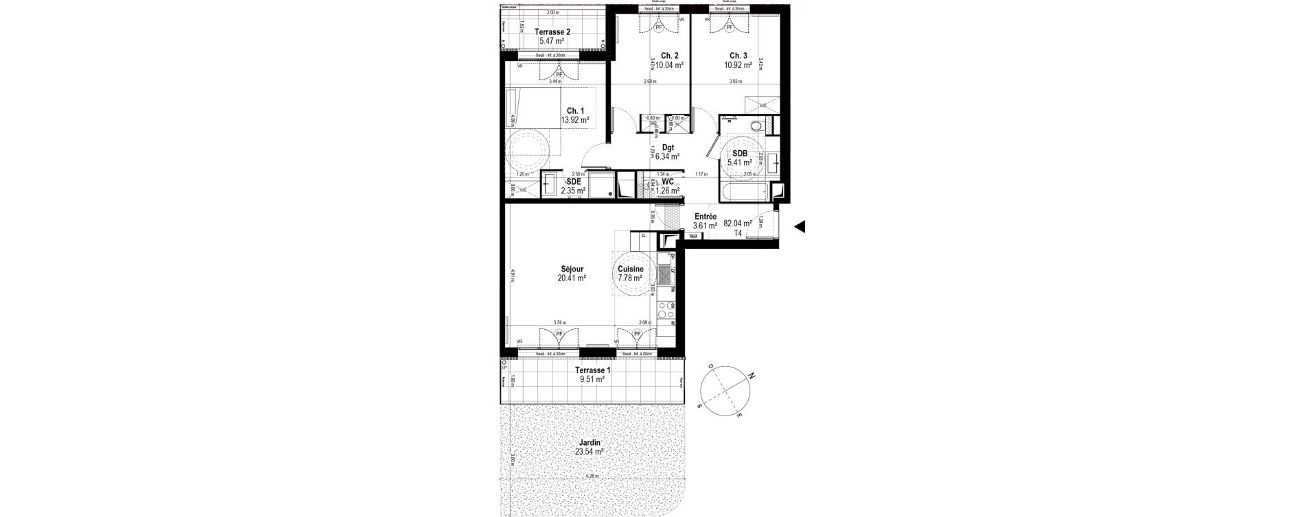Appartement T4 de 82,04 m2 &agrave; Rosny-Sous-Bois Les coteaux beauclair