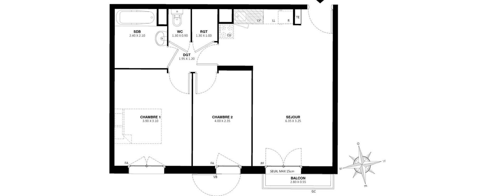 Appartement T3 de 53,80 m2 &agrave; Rosny-Sous-Bois Centre