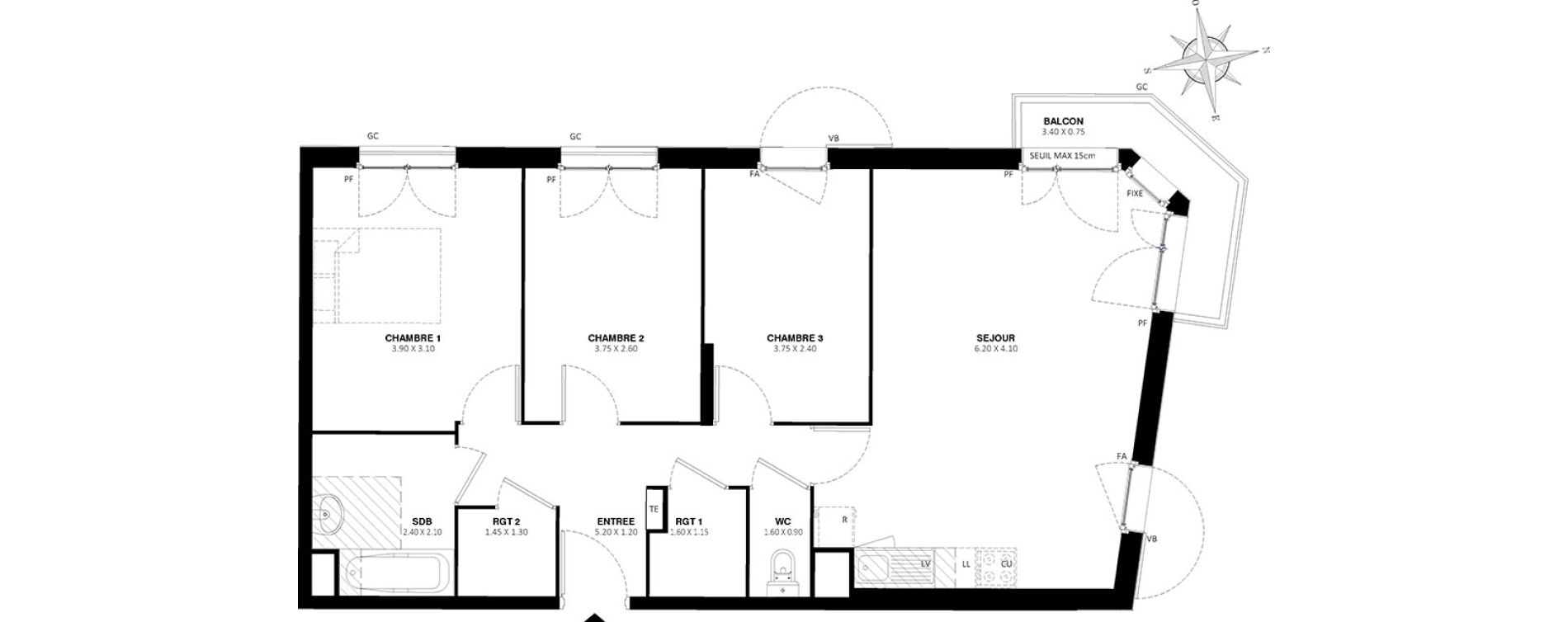 Appartement T4 de 74,70 m2 &agrave; Rosny-Sous-Bois Centre