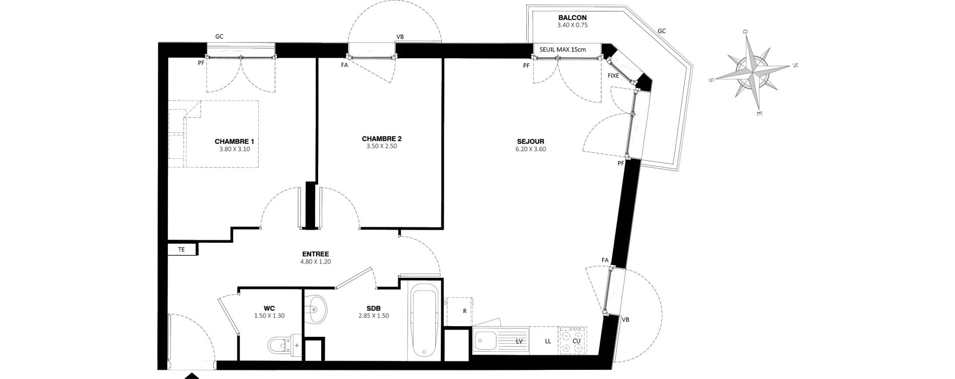 Appartement T3 de 57,25 m2 &agrave; Rosny-Sous-Bois Centre