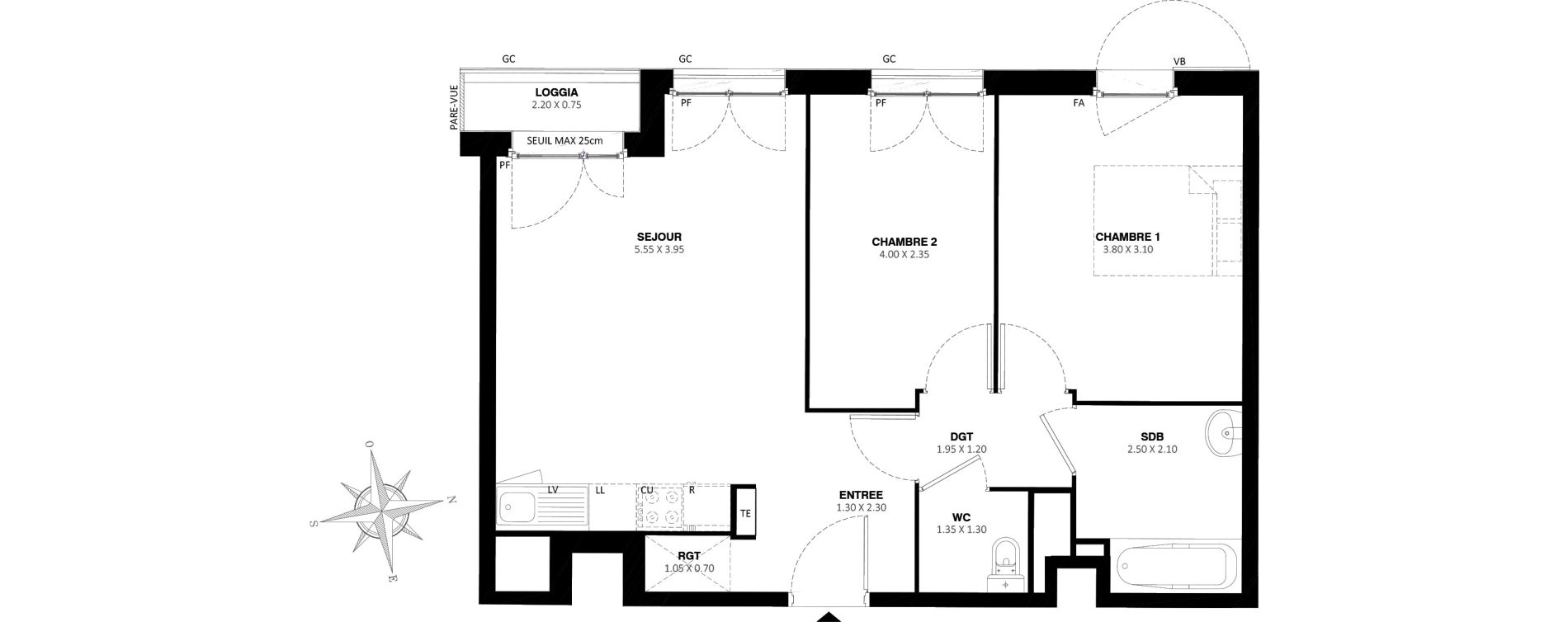 Appartement T3 de 54,90 m2 &agrave; Rosny-Sous-Bois Centre