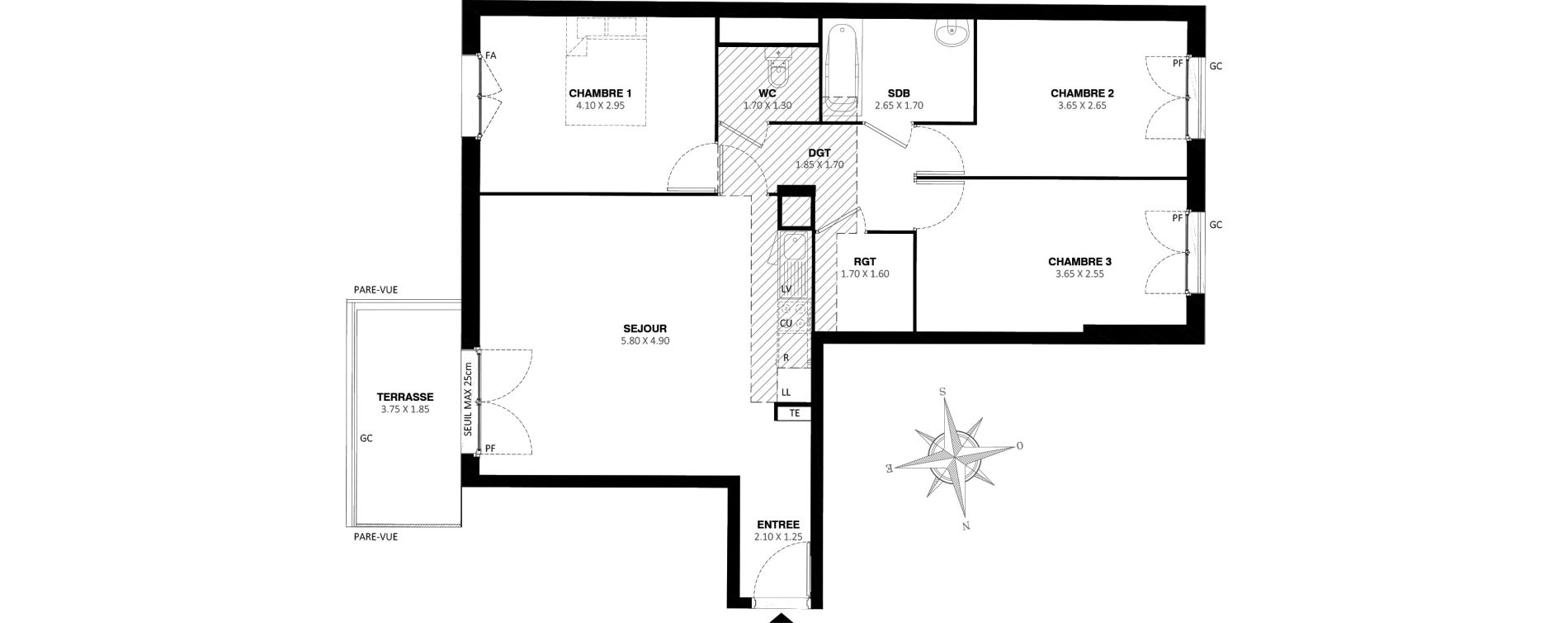 Appartement T4 de 81,70 m2 &agrave; Rosny-Sous-Bois Centre
