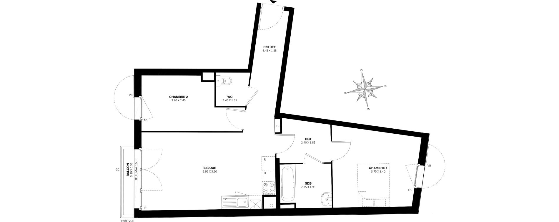 Appartement T3 de 59,00 m2 &agrave; Rosny-Sous-Bois Centre