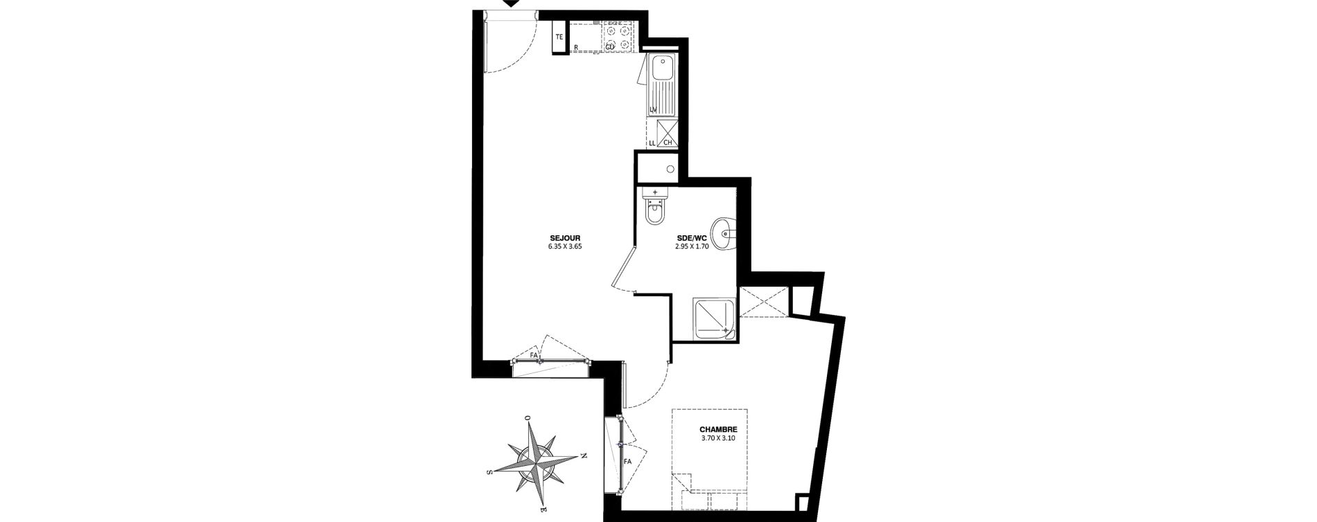 Appartement T2 de 37,65 m2 &agrave; Rosny-Sous-Bois Centre