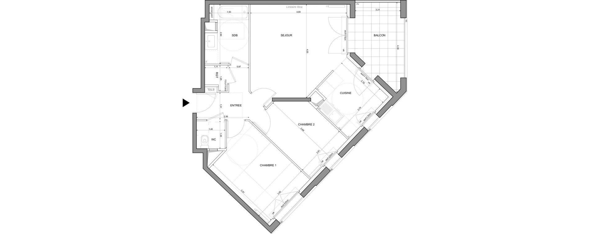 Appartement T3 de 63,02 m2 &agrave; Saint-Denis La plaine