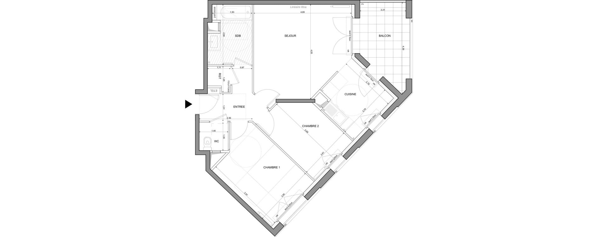 Appartement T3 de 63,02 m2 &agrave; Saint-Denis La plaine