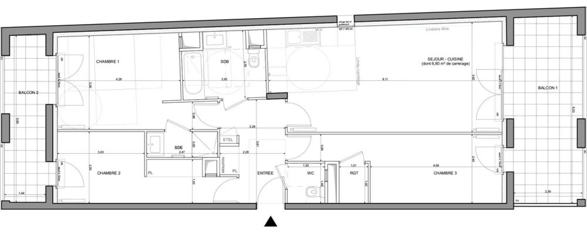 Appartement T4 de 88,69 m2 &agrave; Saint-Denis La plaine