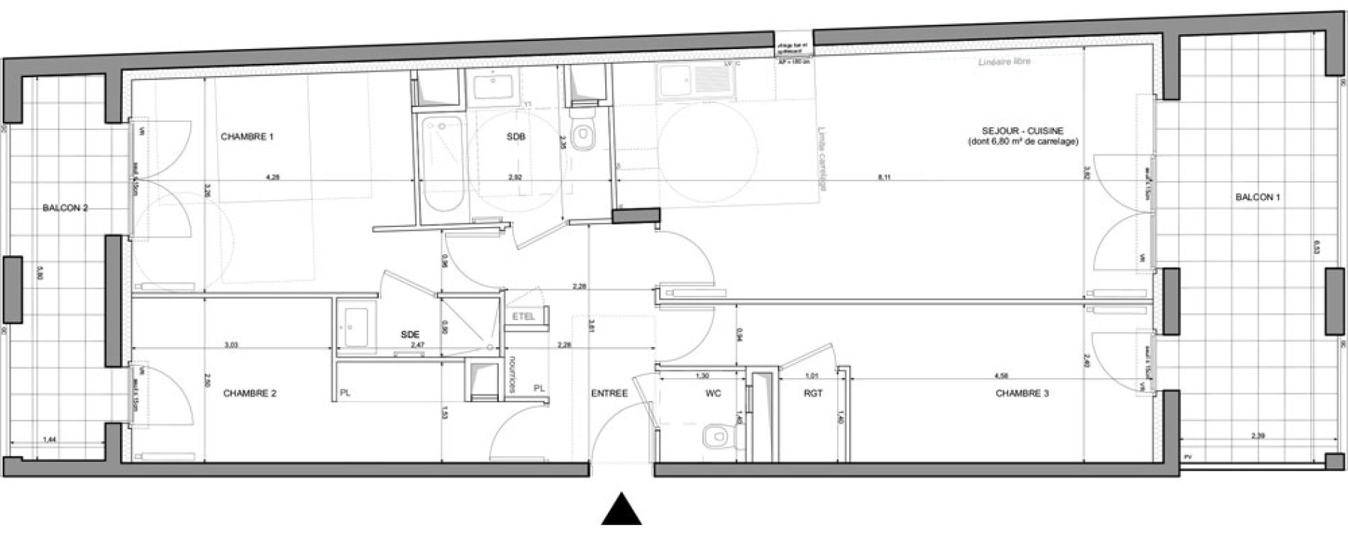 Appartement T4 de 88,69 m2 &agrave; Saint-Denis La plaine