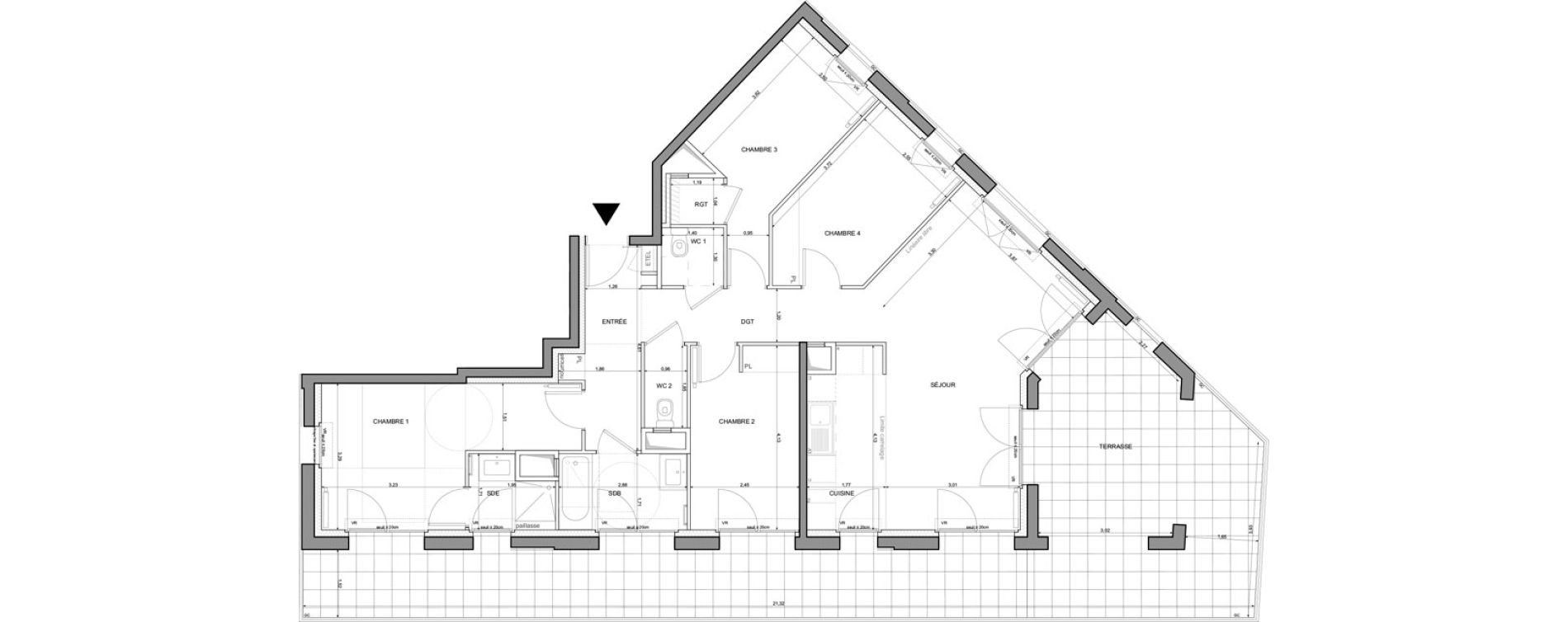 Appartement T5 de 101,78 m2 &agrave; Saint-Denis La plaine