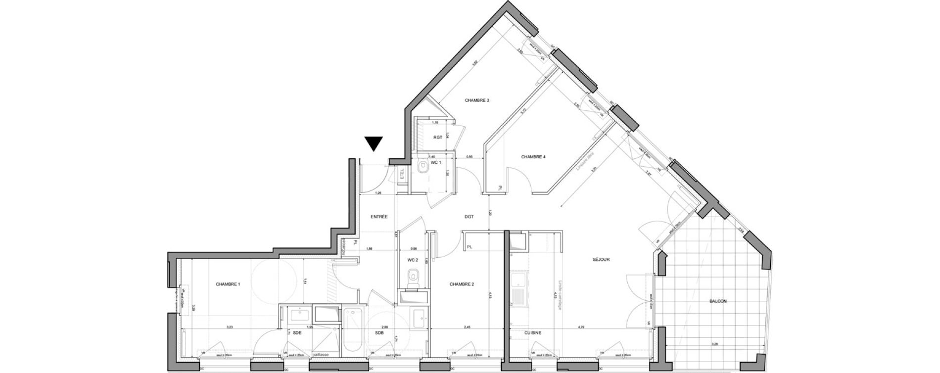 Appartement T5 de 101,78 m2 &agrave; Saint-Denis La plaine