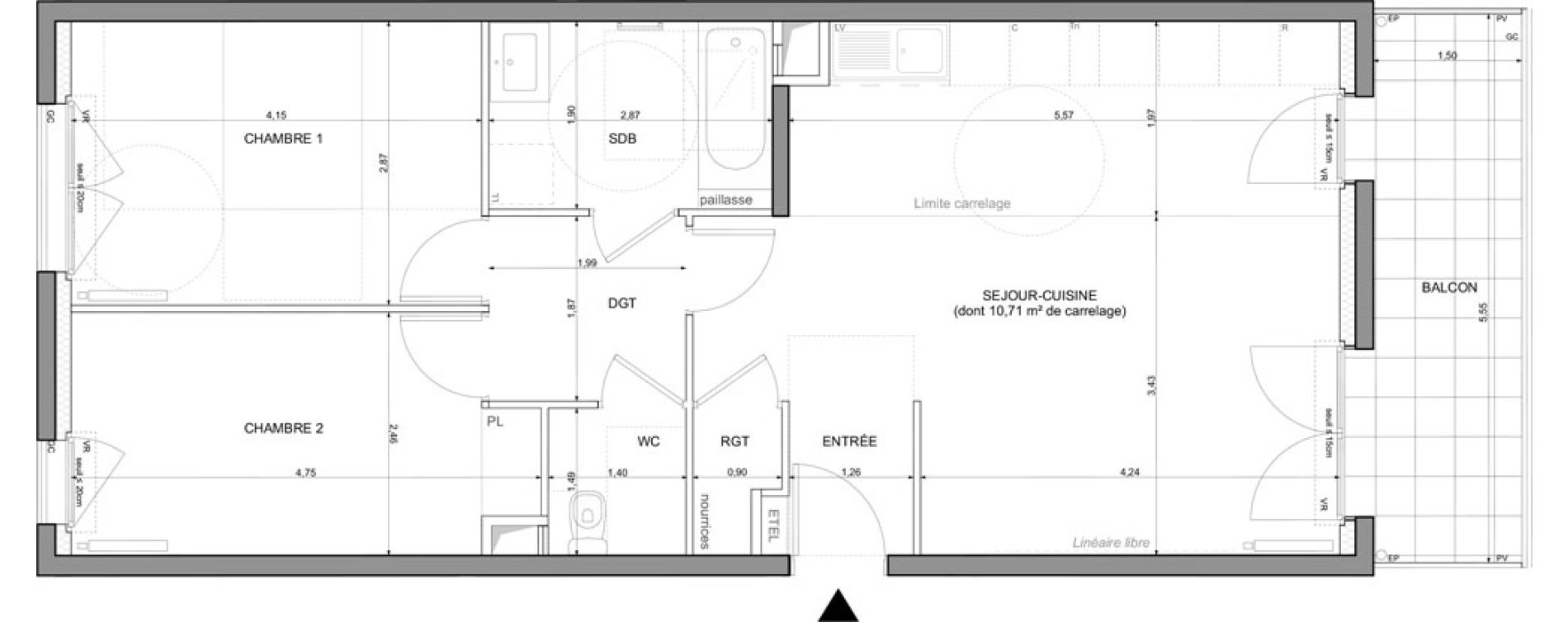 Appartement T3 de 66,67 m2 &agrave; Saint-Denis La plaine