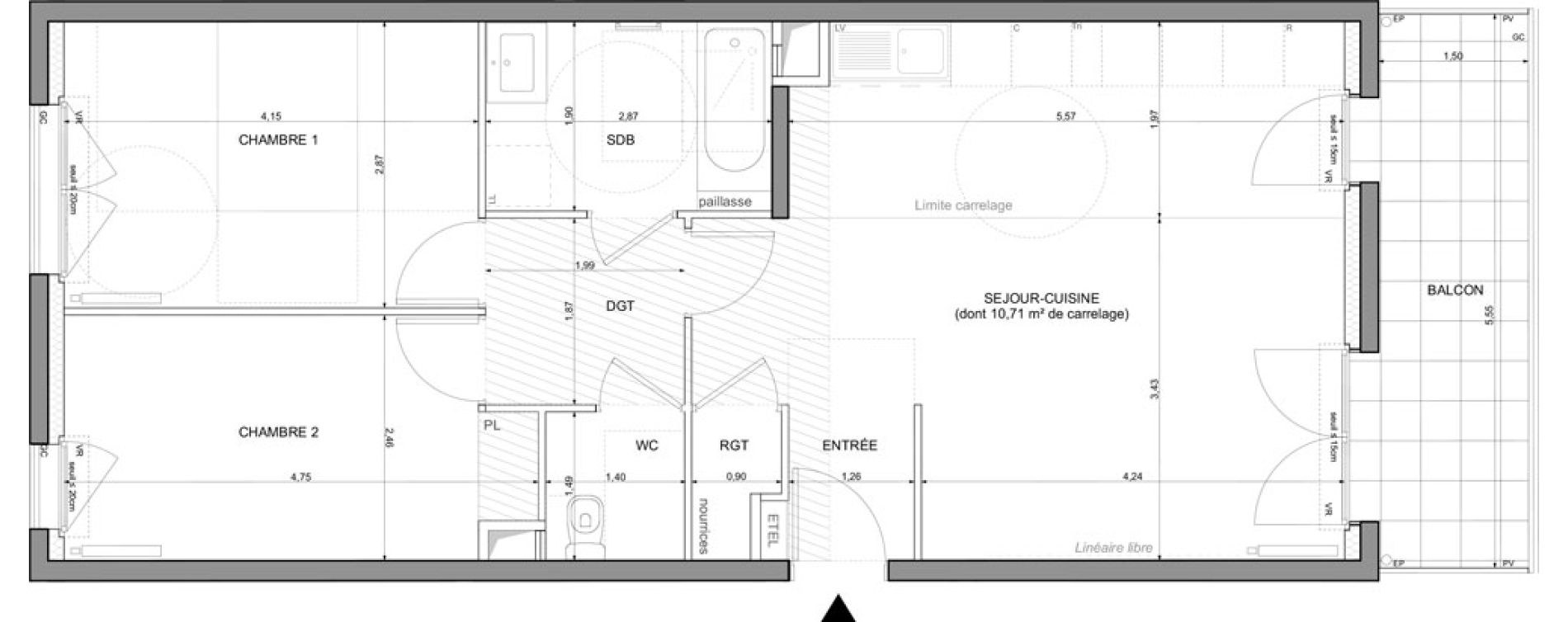 Appartement T3 de 66,67 m2 &agrave; Saint-Denis La plaine