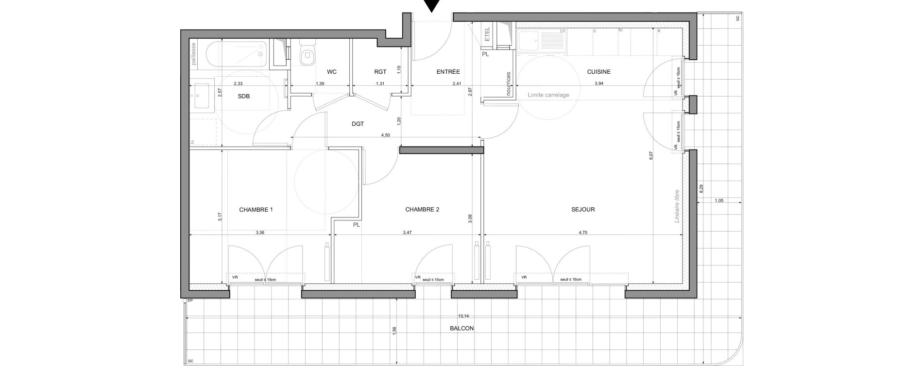 Appartement T3 de 66,79 m2 &agrave; Saint-Denis La plaine