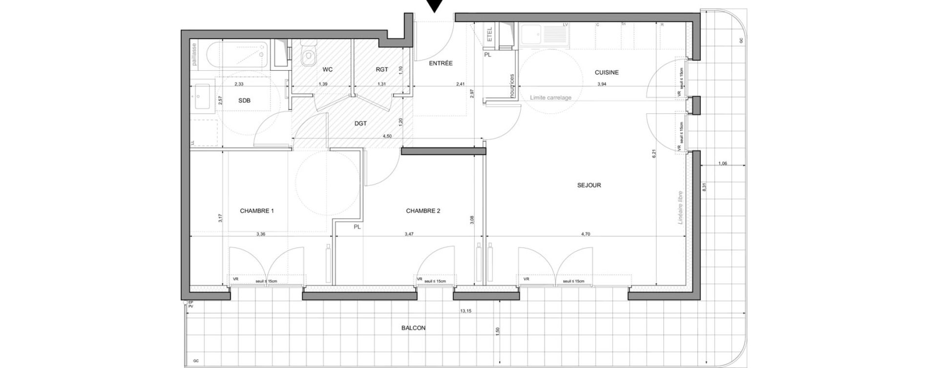 Appartement T3 de 67,42 m2 &agrave; Saint-Denis La plaine