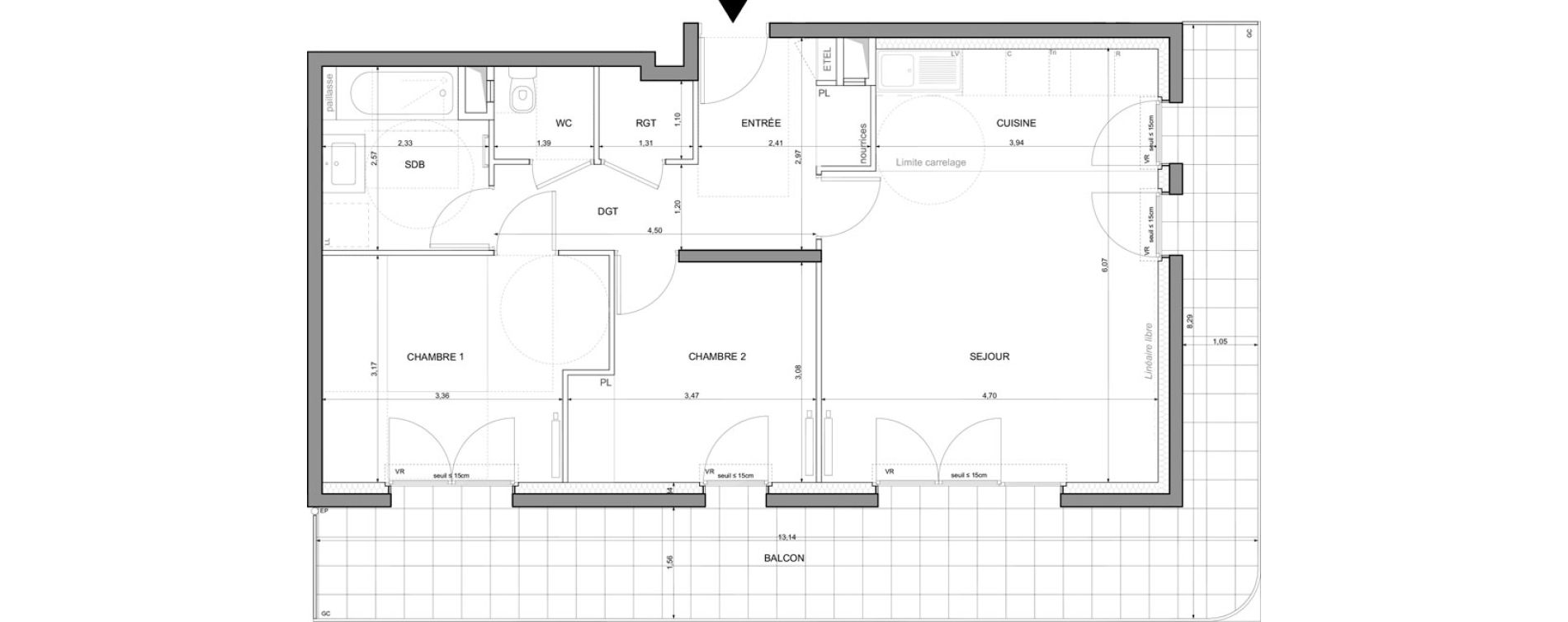 Appartement T3 de 66,79 m2 &agrave; Saint-Denis La plaine