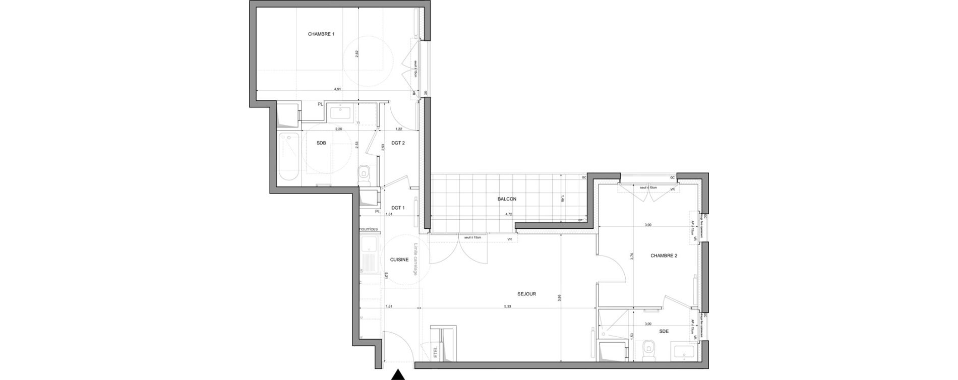 Appartement T3 de 67,57 m2 &agrave; Saint-Denis La plaine