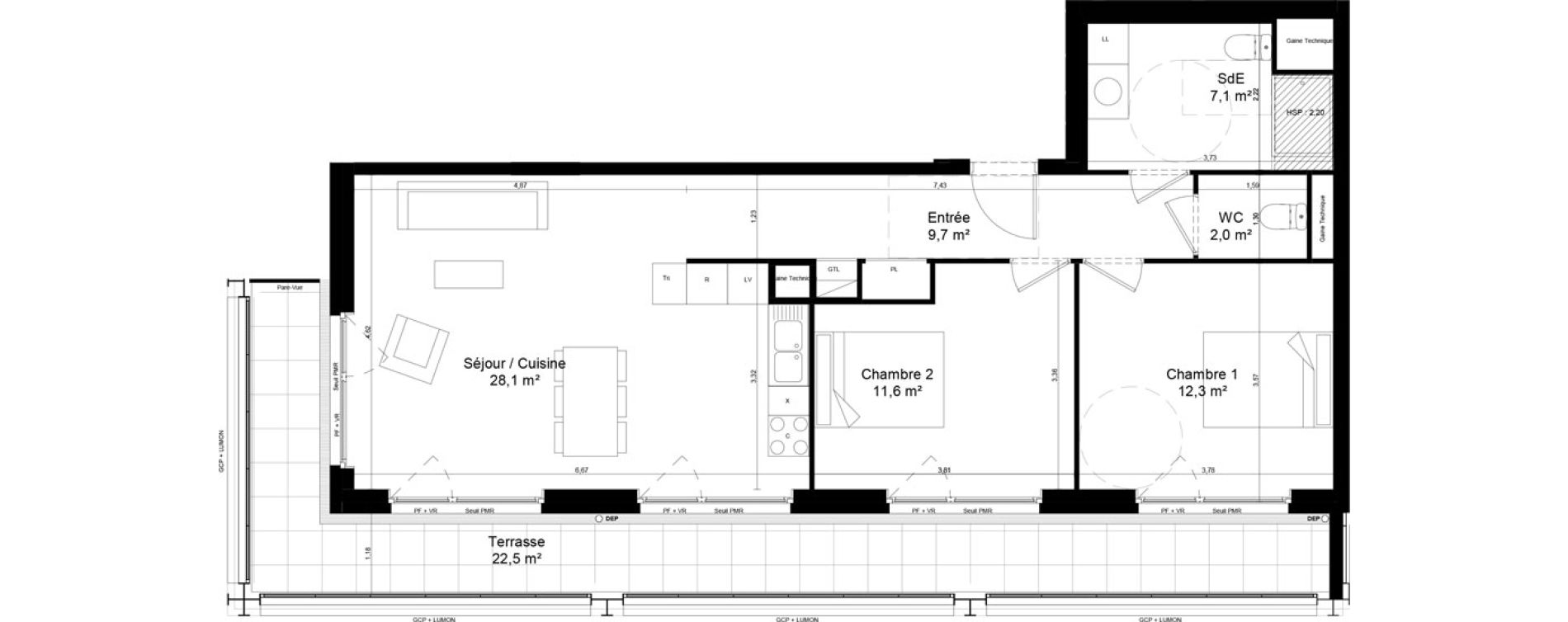 Appartement T3 de 70,80 m2 &agrave; Saint-Denis Universeine