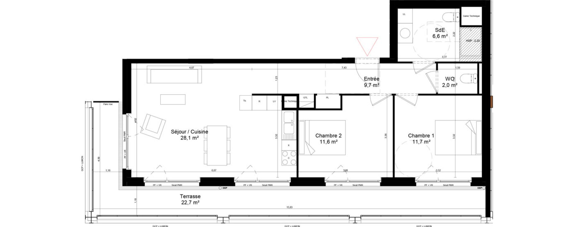 Appartement T3 de 69,60 m2 &agrave; Saint-Denis Universeine