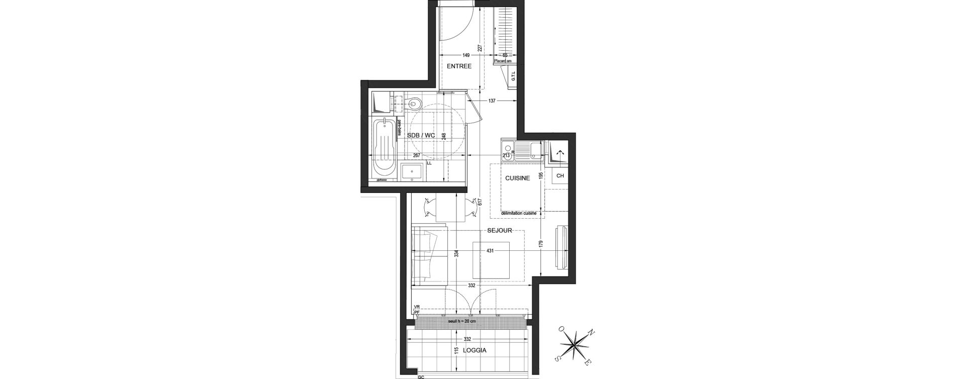 Appartement T1 de 29,56 m2 &agrave; Saint-Ouen-Sur-Seine Les docks