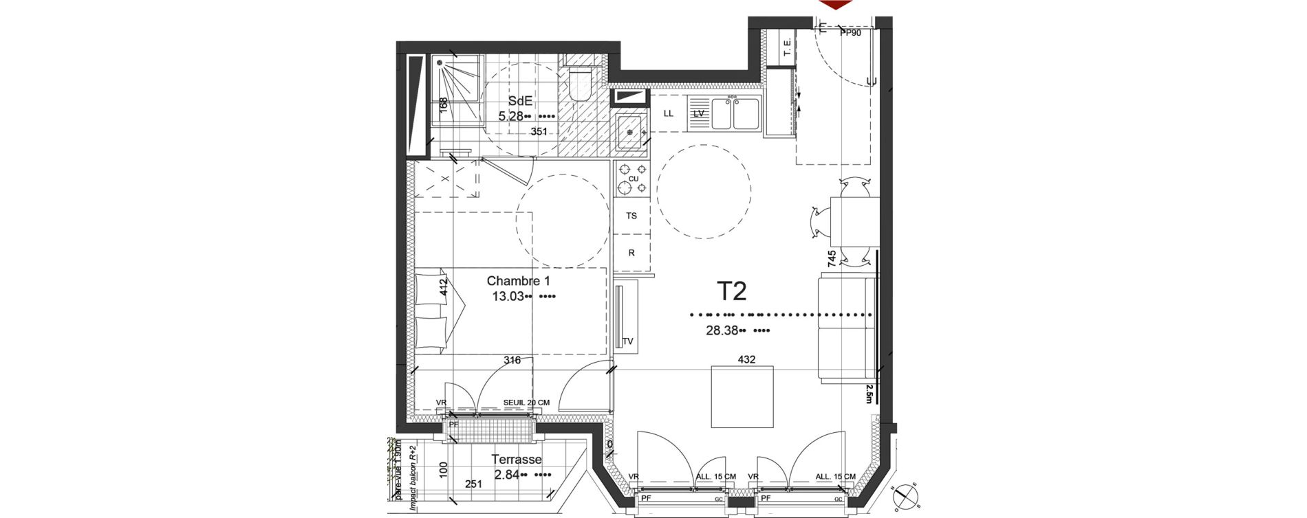 Appartement T2 de 46,69 m2 &agrave; Saint-Ouen-Sur-Seine Centre