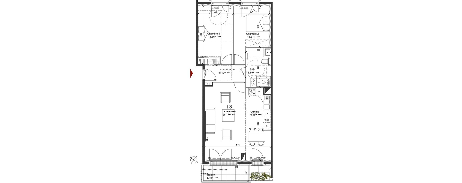 Appartement T3 de 69,71 m2 &agrave; Saint-Ouen-Sur-Seine Centre