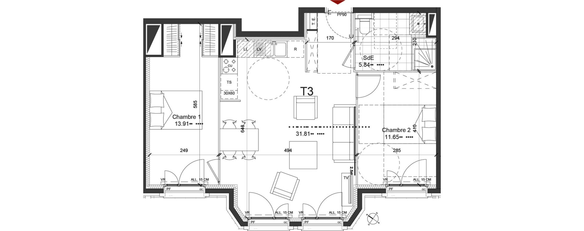 Appartement T3 de 62,21 m2 &agrave; Saint-Ouen-Sur-Seine Centre