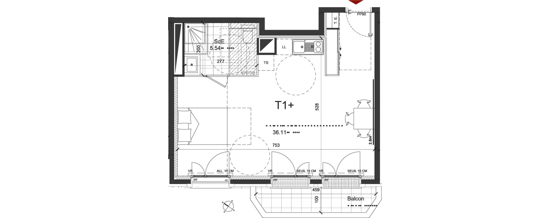 Appartement T1 de 41,65 m2 &agrave; Saint-Ouen-Sur-Seine Centre