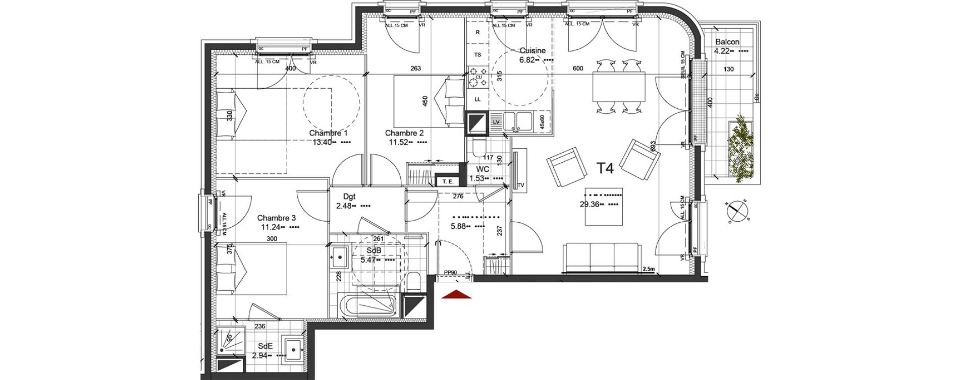 Appartement T4 de 90,64 m2 &agrave; Saint-Ouen-Sur-Seine Centre