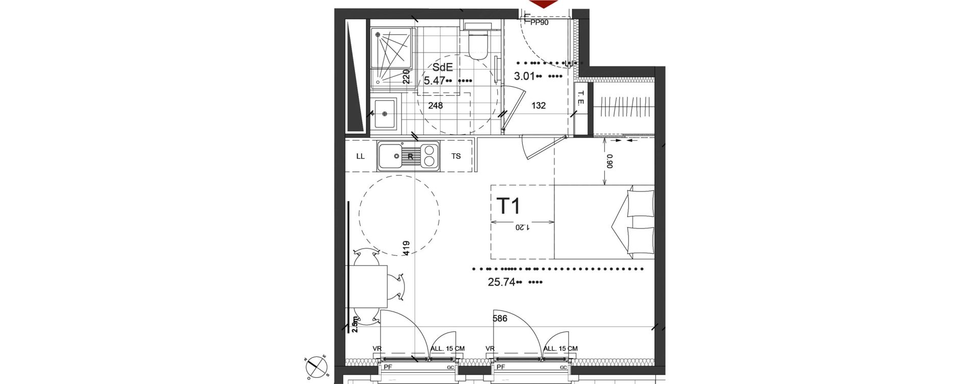 Appartement T1 de 34,22 m2 &agrave; Saint-Ouen-Sur-Seine Centre