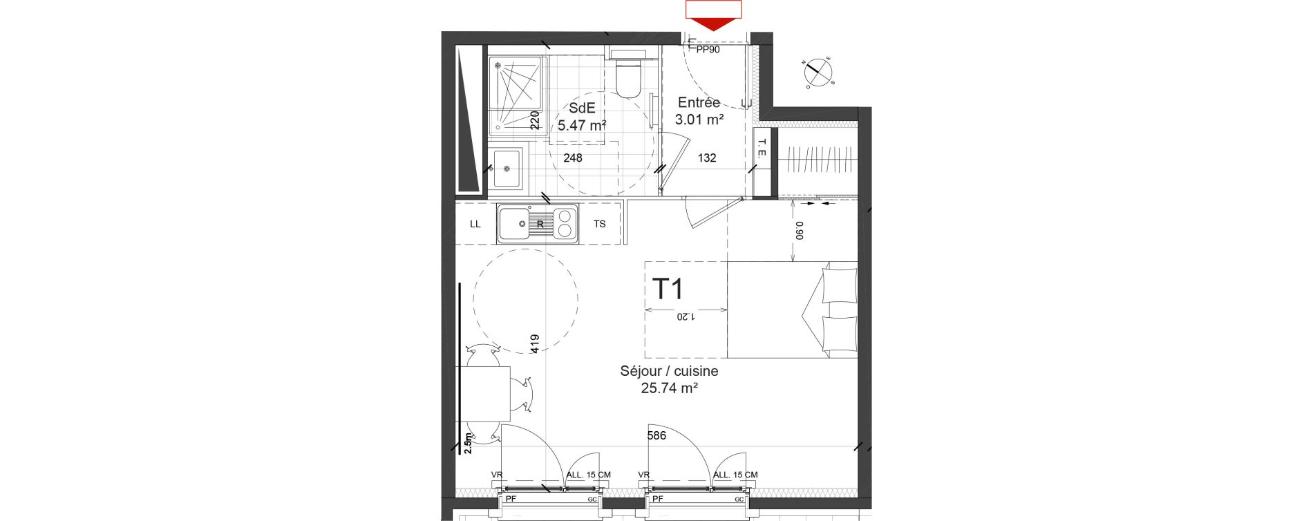 Appartement T1 de 34,22 m2 &agrave; Saint-Ouen-Sur-Seine Centre