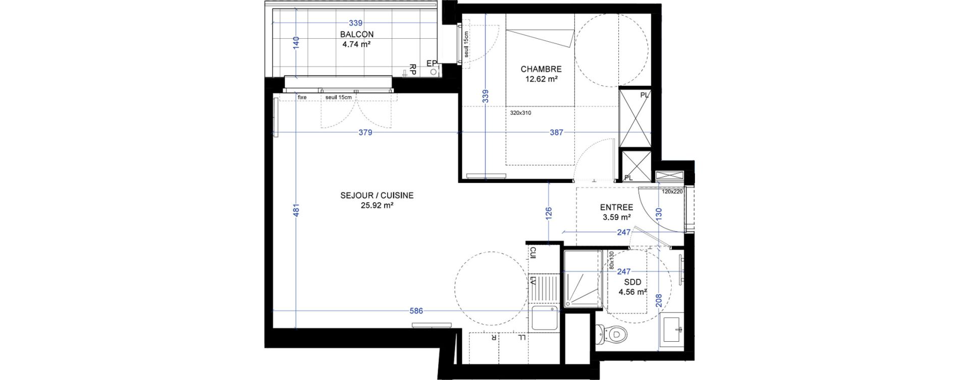 Appartement T2 de 46,69 m2 &agrave; Saint-Ouen-Sur-Seine Les docks