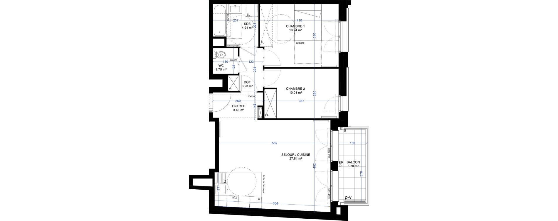 Appartement T3 de 64,14 m2 &agrave; Saint-Ouen-Sur-Seine Les docks