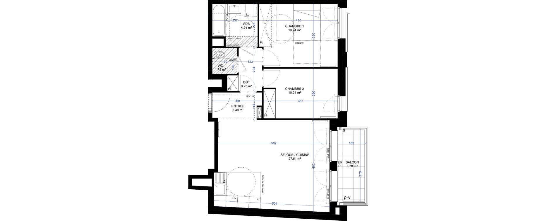 Appartement T3 de 64,14 m2 &agrave; Saint-Ouen-Sur-Seine Les docks