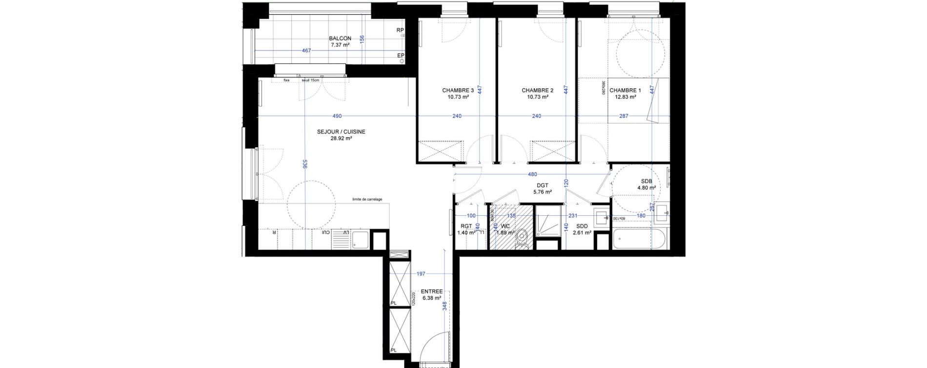 Appartement T4 de 86,05 m2 &agrave; Saint-Ouen-Sur-Seine Les docks