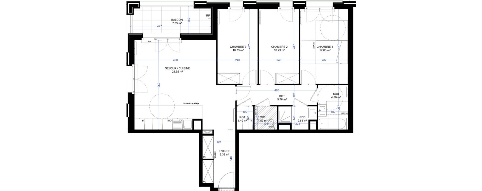 Appartement T4 de 86,05 m2 &agrave; Saint-Ouen-Sur-Seine Les docks