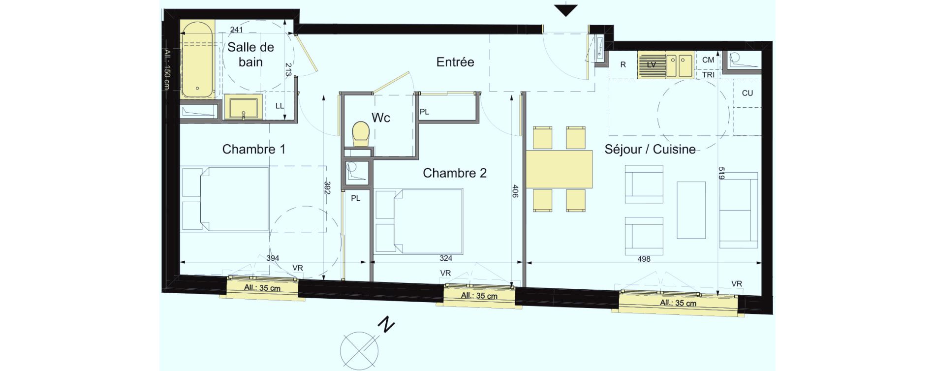 Appartement T3 de 62,14 m2 &agrave; Saint-Ouen-Sur-Seine Rosier - les puces