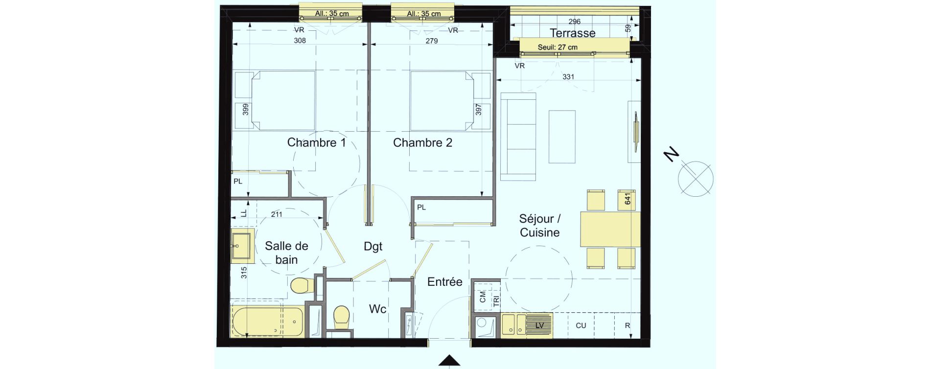 Appartement T3 de 62,08 m2 &agrave; Saint-Ouen-Sur-Seine Rosier - les puces