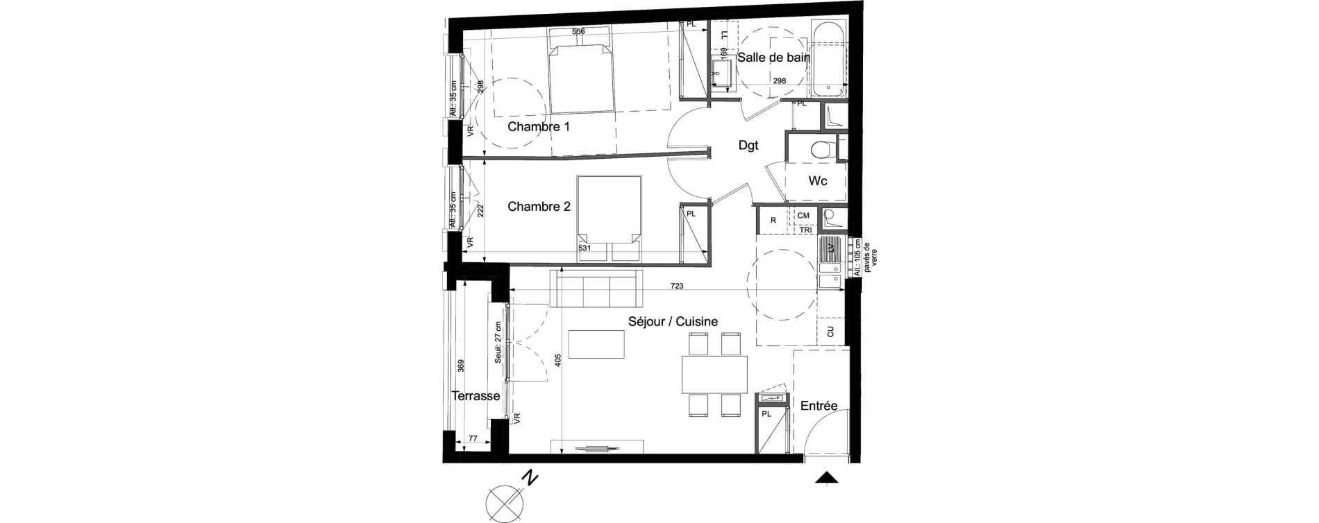 Appartement T3 de 70,40 m2 &agrave; Saint-Ouen-Sur-Seine Rosier - les puces