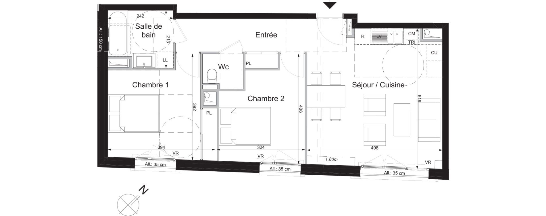Appartement T3 de 61,54 m2 &agrave; Saint-Ouen-Sur-Seine Rosier - les puces